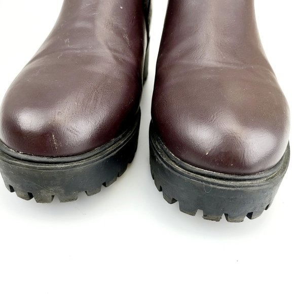 NEW LOOK Chelsea Booties Wine Black Chunky Platform 6 Boots Lug Sole Rounded toe - Picture 6 of 12